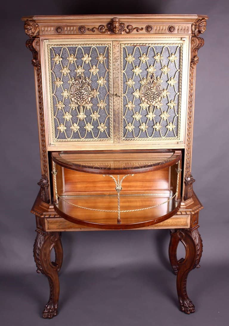 A Fine Italian Carved Walnut Cocktail Cabinet - Image 5