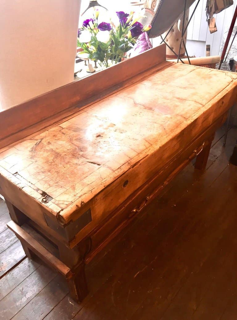 Large 19th Century French Butchers Block with Two Large Drawers - Image 2