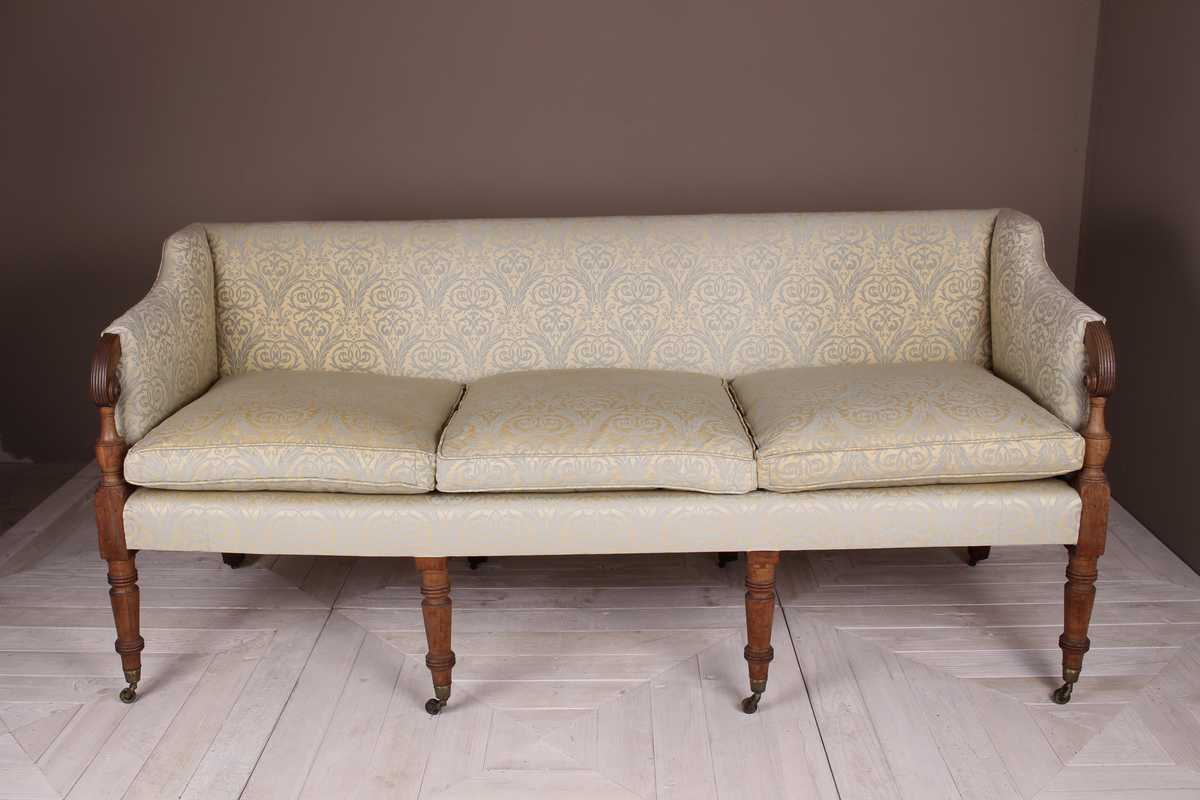 George III Mahogany Framed Upholstered Sofa - Image 2