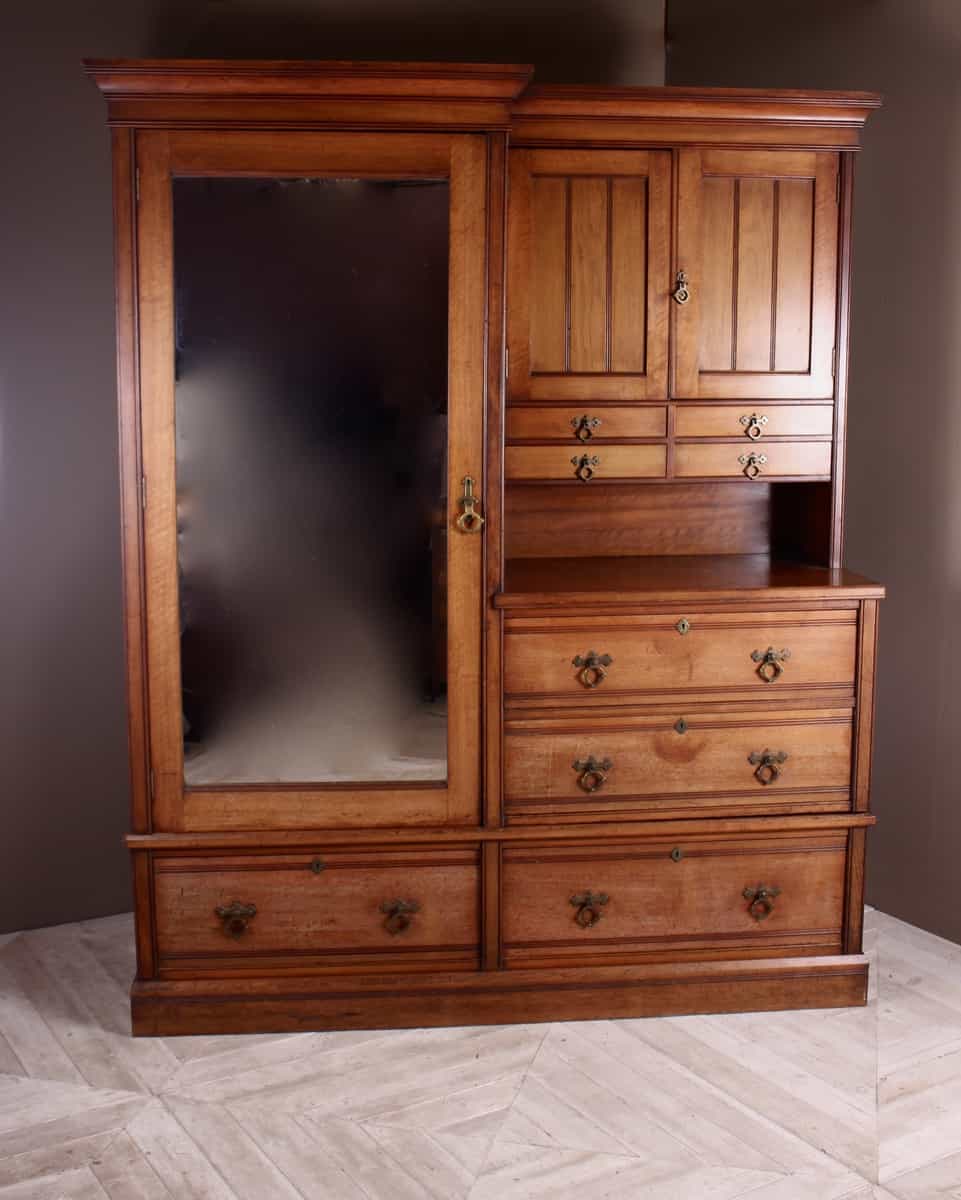 A Late Victorian Aesthetic Movement Walnut Wardrobe by W Walker & Sons, London - Image 3
