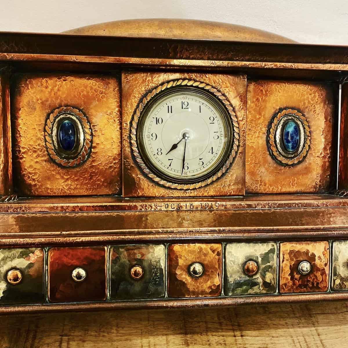 Arts and Craft Copper & Nickel Silver Mantel Clock - Image 2