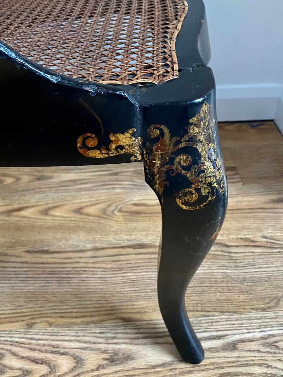 A Victorian Japanned and Inlaid Papier Mache Slipper Chair - Image 10