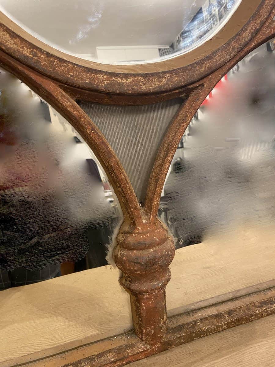 Large Victorian Cast Iron Arched Window Mirror - Image 6