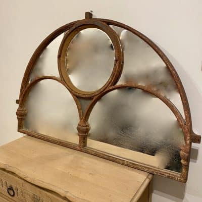 Large Victorian Cast Iron Arched Window Mirror