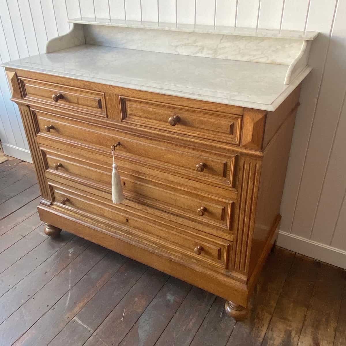 A French Marble and Oak Dressing Chest Circa 1900 - Image 9