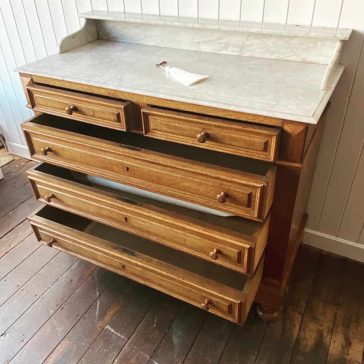 A French Marble and Oak Dressing Chest Circa 1900 - Image 6