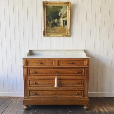 A French Marble and Oak Dressing Chest Circa 1900