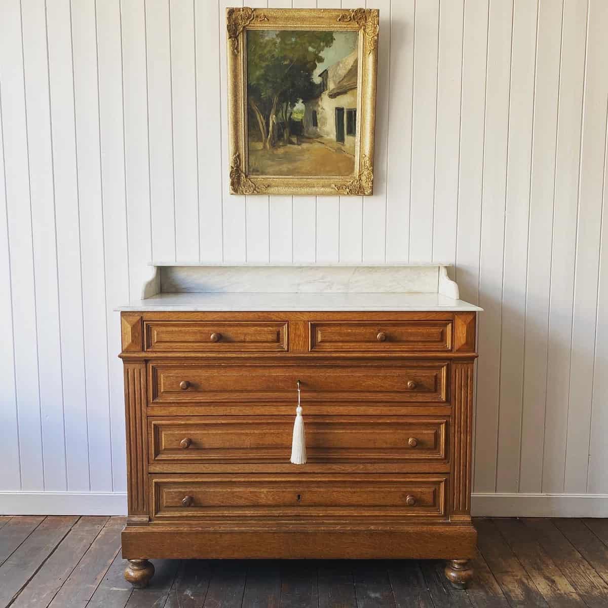 A French Marble and Oak Dressing Chest Circa 1900