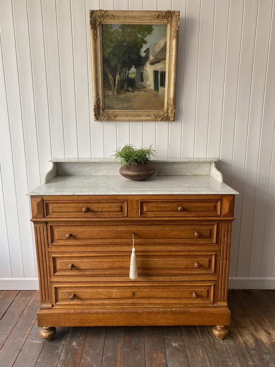 A French Marble and Oak Dressing Chest Circa 1900 - Image 2