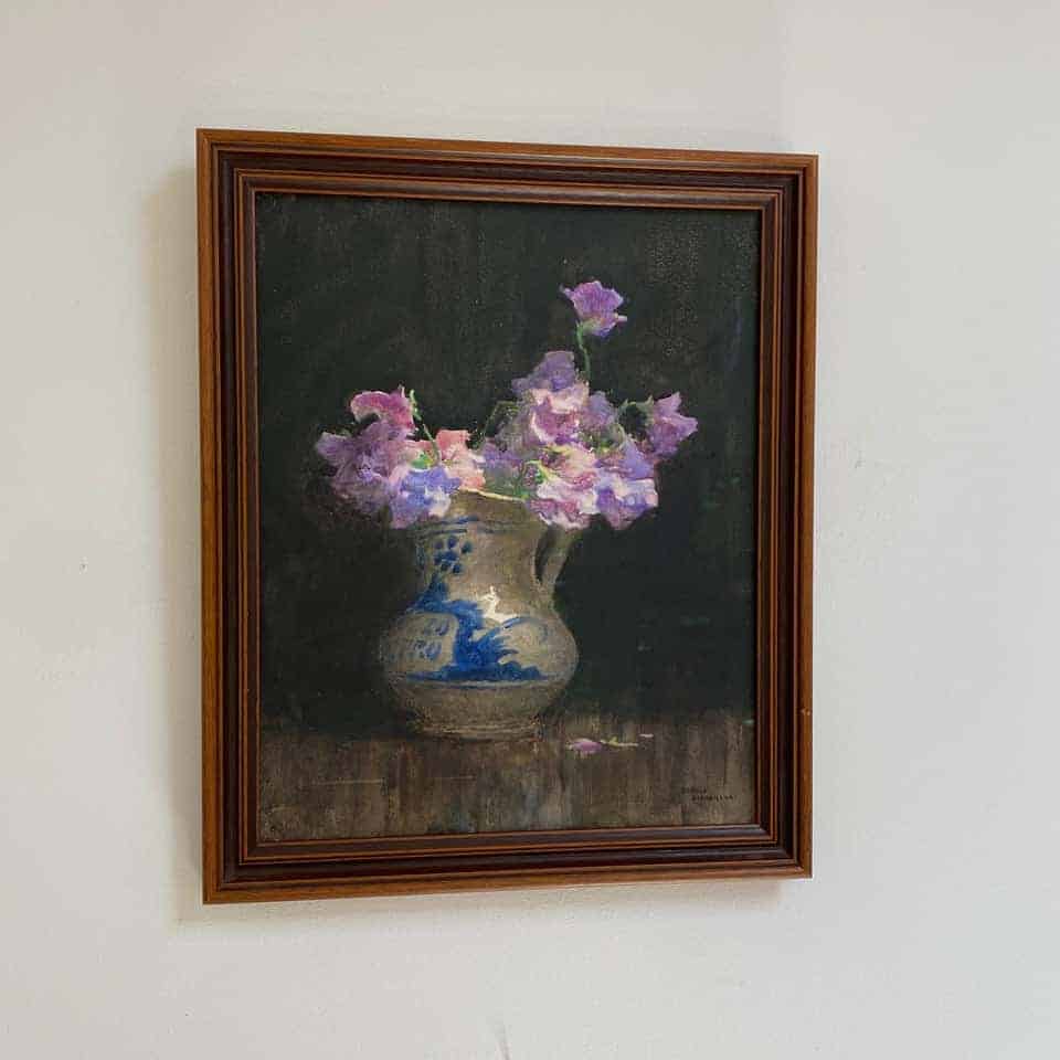 Still Life Watercolour Jug With Sweet Peas by Gerald Ackermann (1876-1960) - Image 2