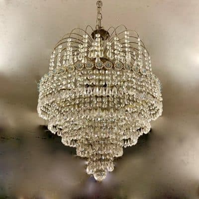 Vintage Crystal Five Tier Chandelier (Eight Available)