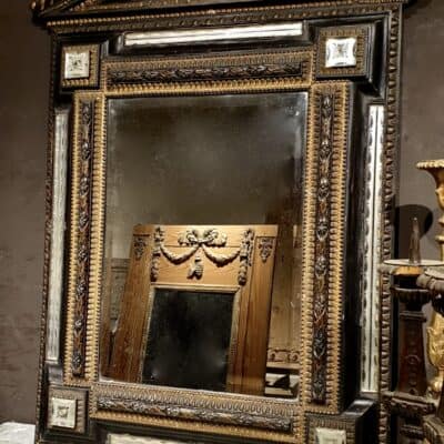A Mid C19th French Ebonised & Gilt Murano Mirror