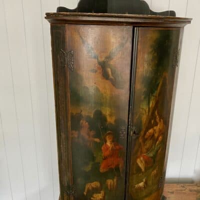 A Georgian Painted Bow Front Corner Cupboard