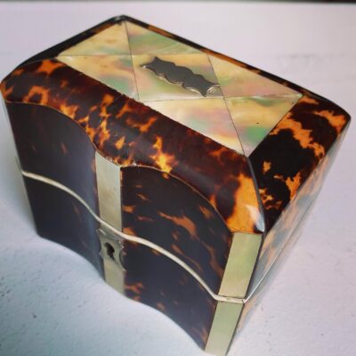 Victorian Tortoiseshell and Mother-of-Pearl Parquetry Inlaid Travelling Perfume Bottle Case.