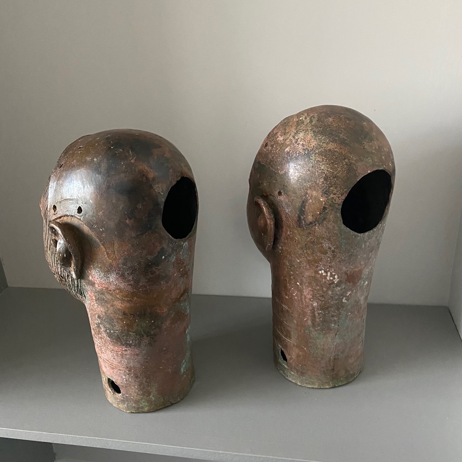 Pair of Benin Bronze Heads - Image 3