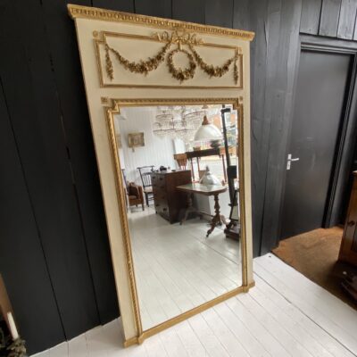 Large Painted & Gilded French Bevelled Mirror Circa 1890