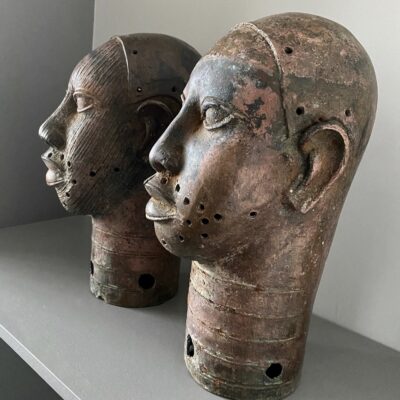 Pair of Benin Bronze Heads