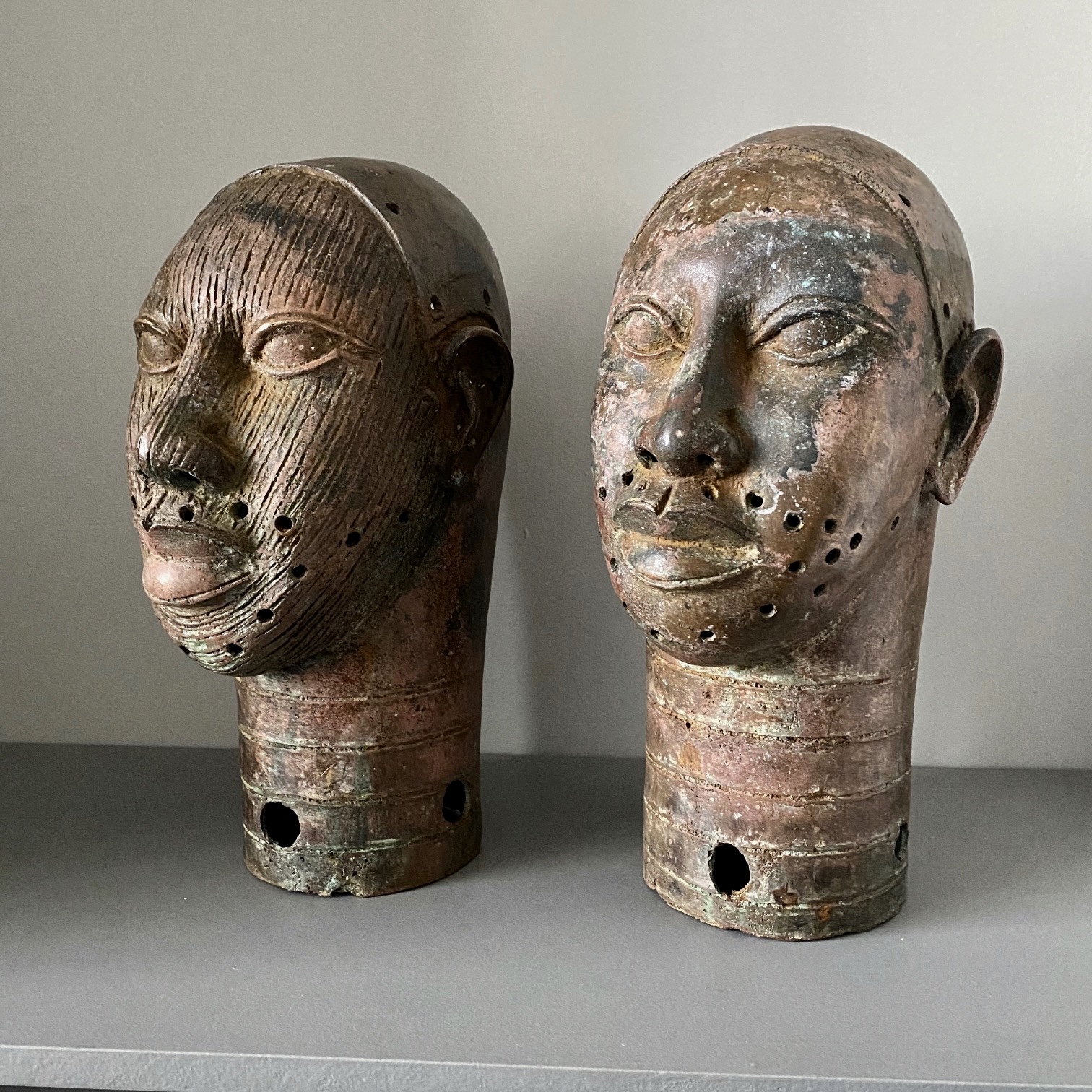 Pair of Benin Bronze Heads - Image 2