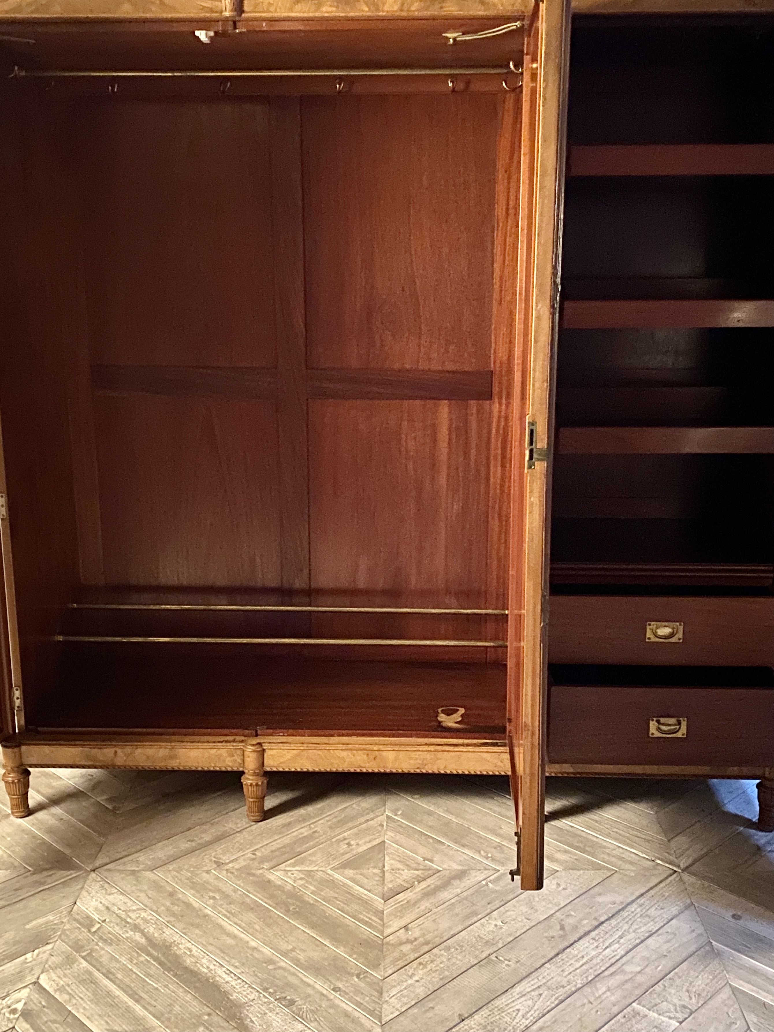 An Edwardian Satinwood Triple Wardrobe Circa 1910 - Image 9