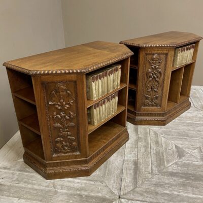 Pair Of Carved Walnut Table Bookcases Circa 1920