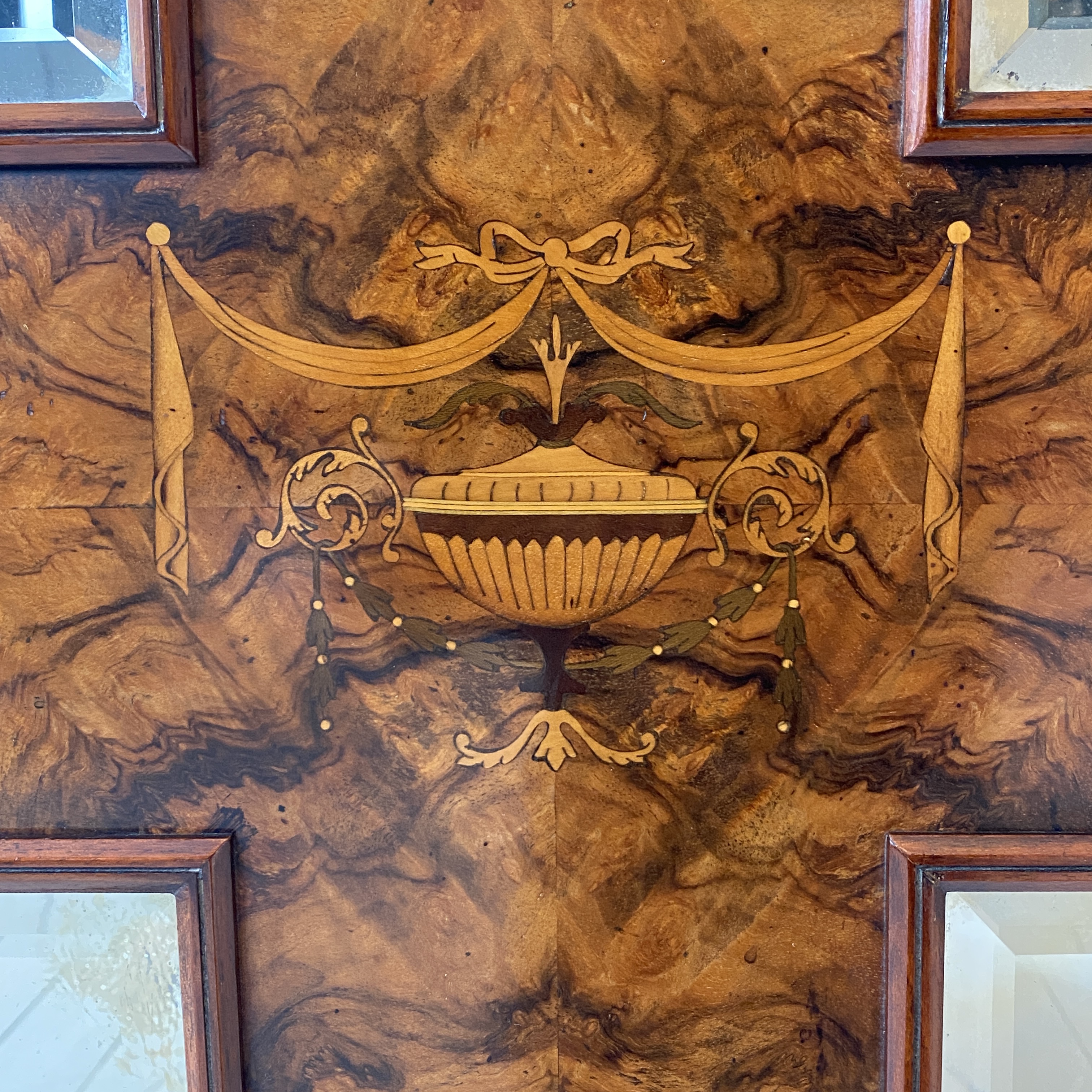 Edwardian Burr Walnut Marquetry Inlaid Cabinet - Image 9