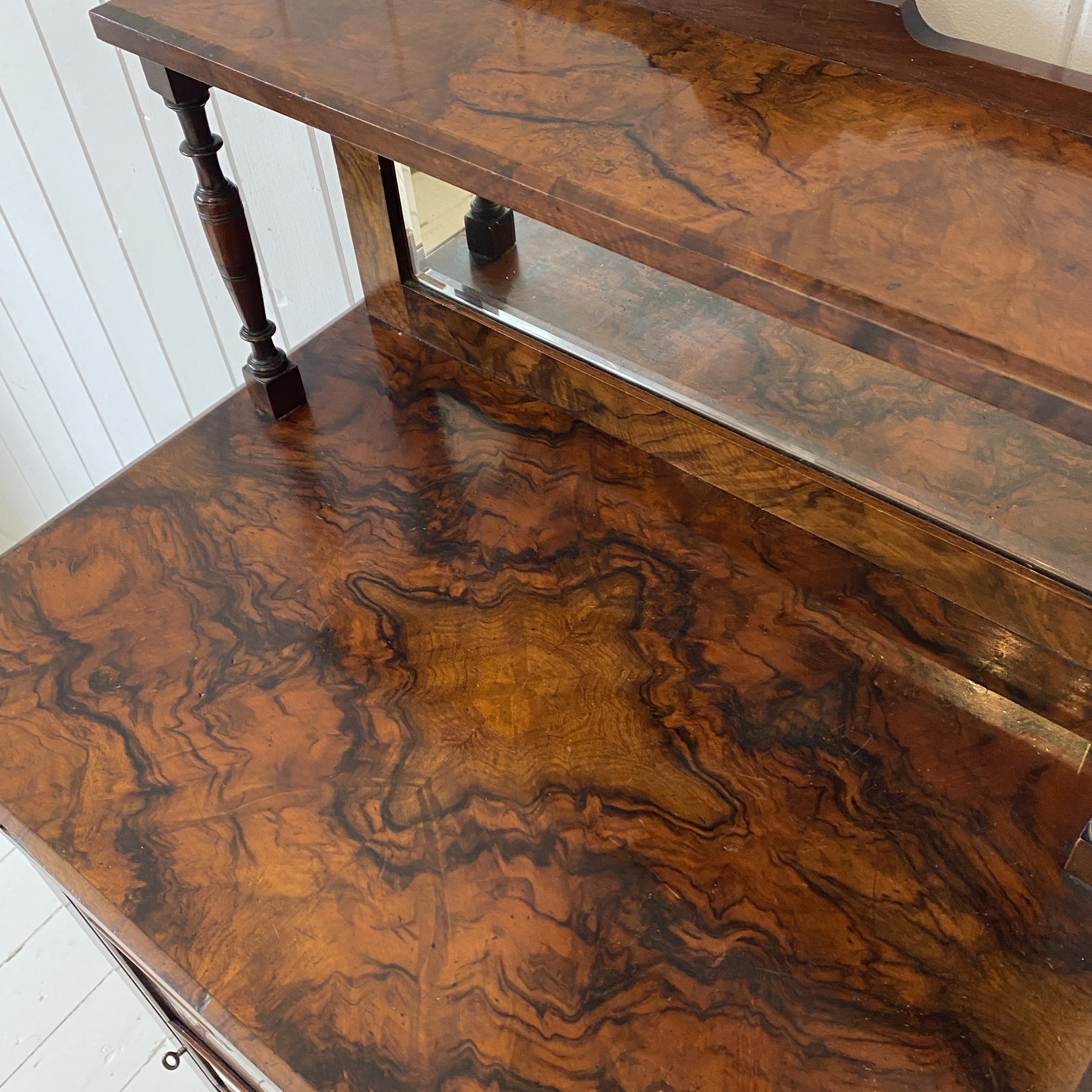 Edwardian Burr Walnut Marquetry Inlaid Cabinet - Image 7
