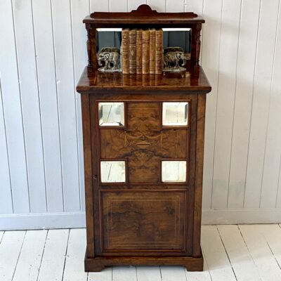 Edwardian Burr Walnut Marquetry Inlaid Cabinet