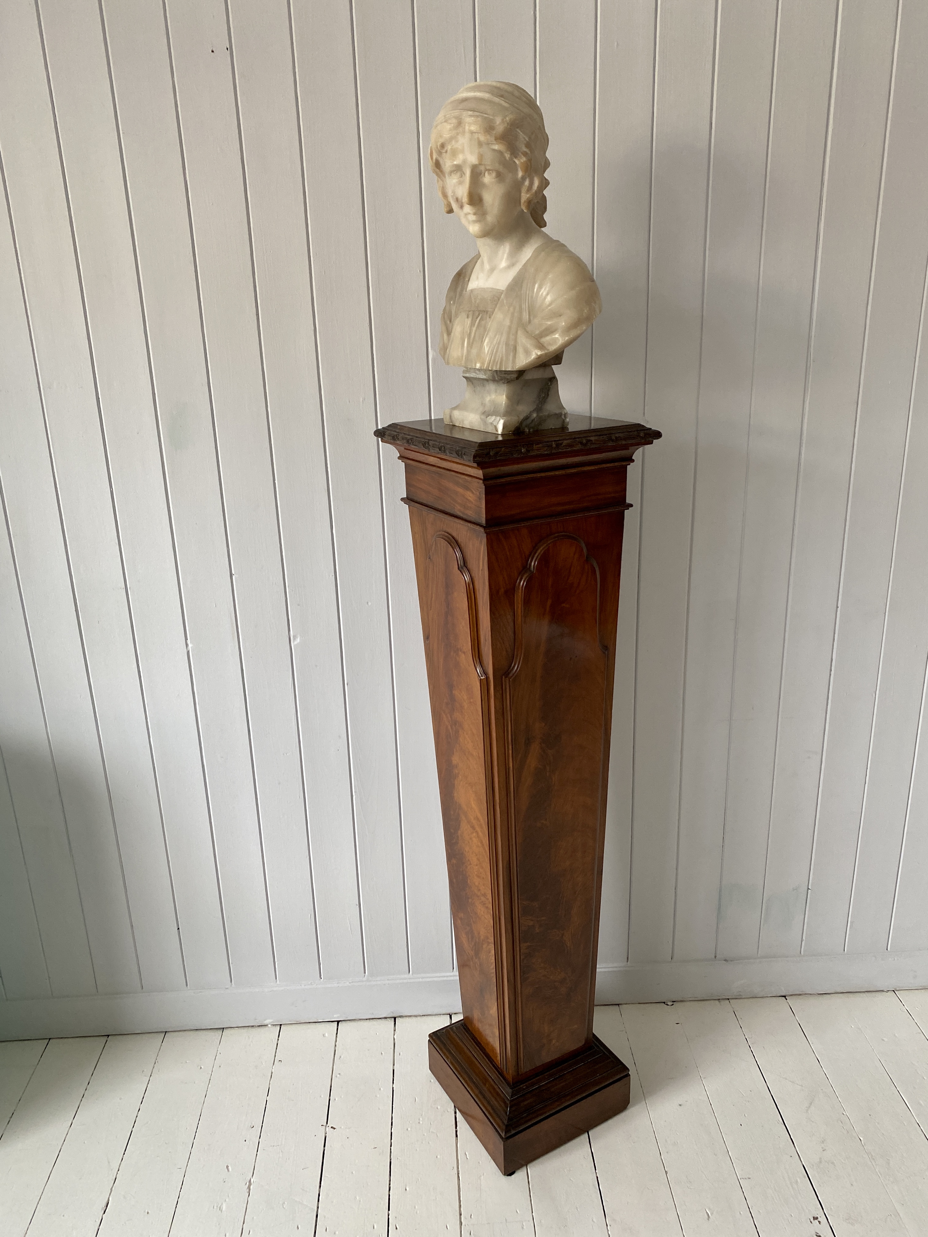 Italian Marble and Alabaster Bust of A Young Girl Circa 1890 - Image 9