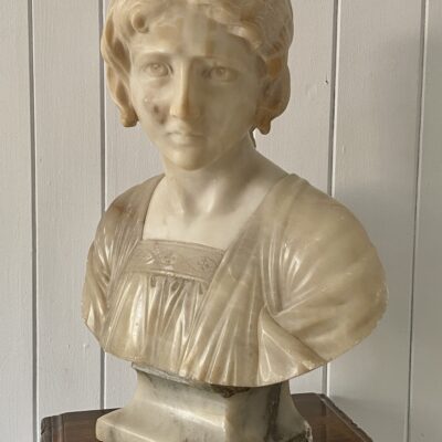 Italian Marble and Alabaster Bust of A Young Girl Circa 1890
