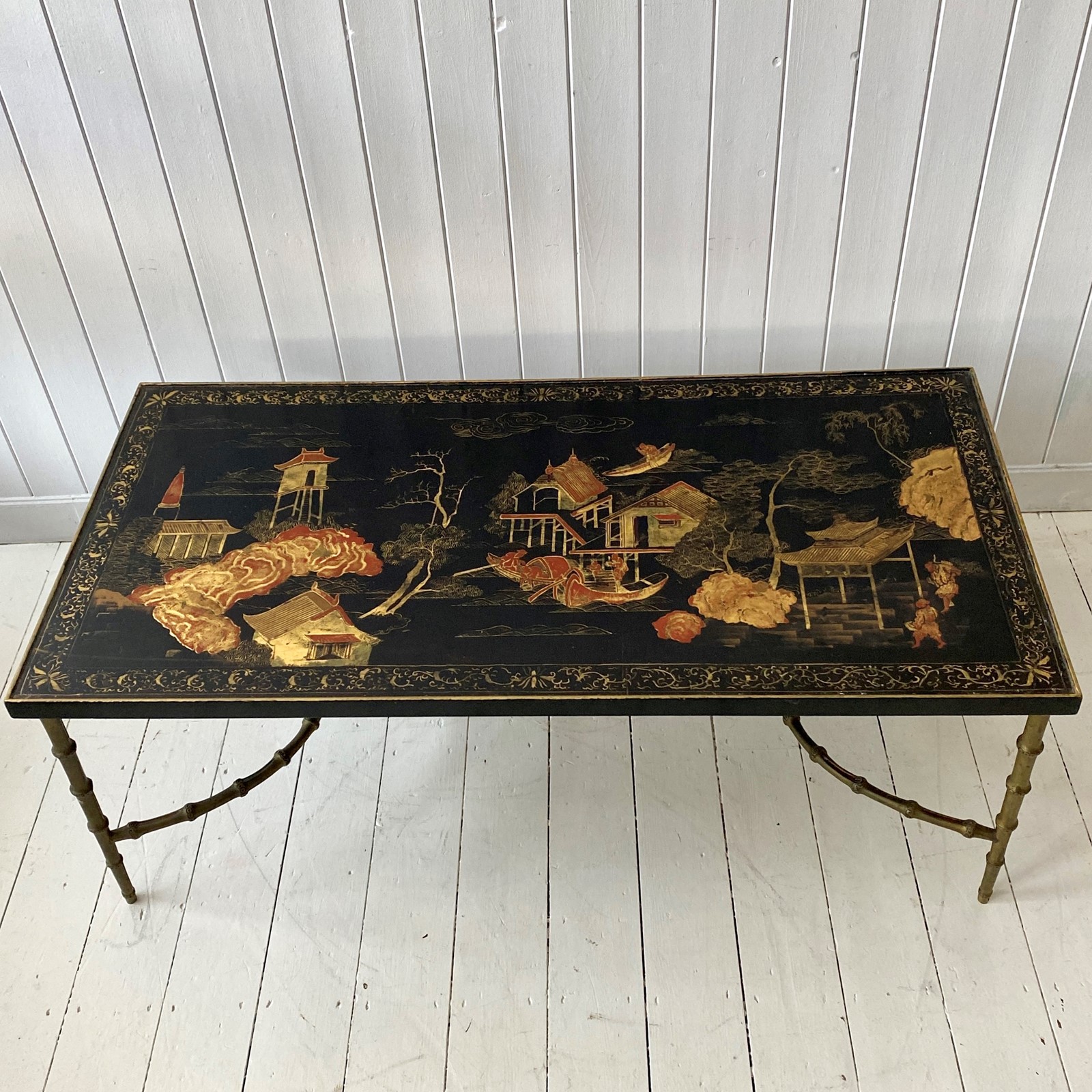 A Pair of Lacquered & Faux Bamboo Coffee Tables - Image 11