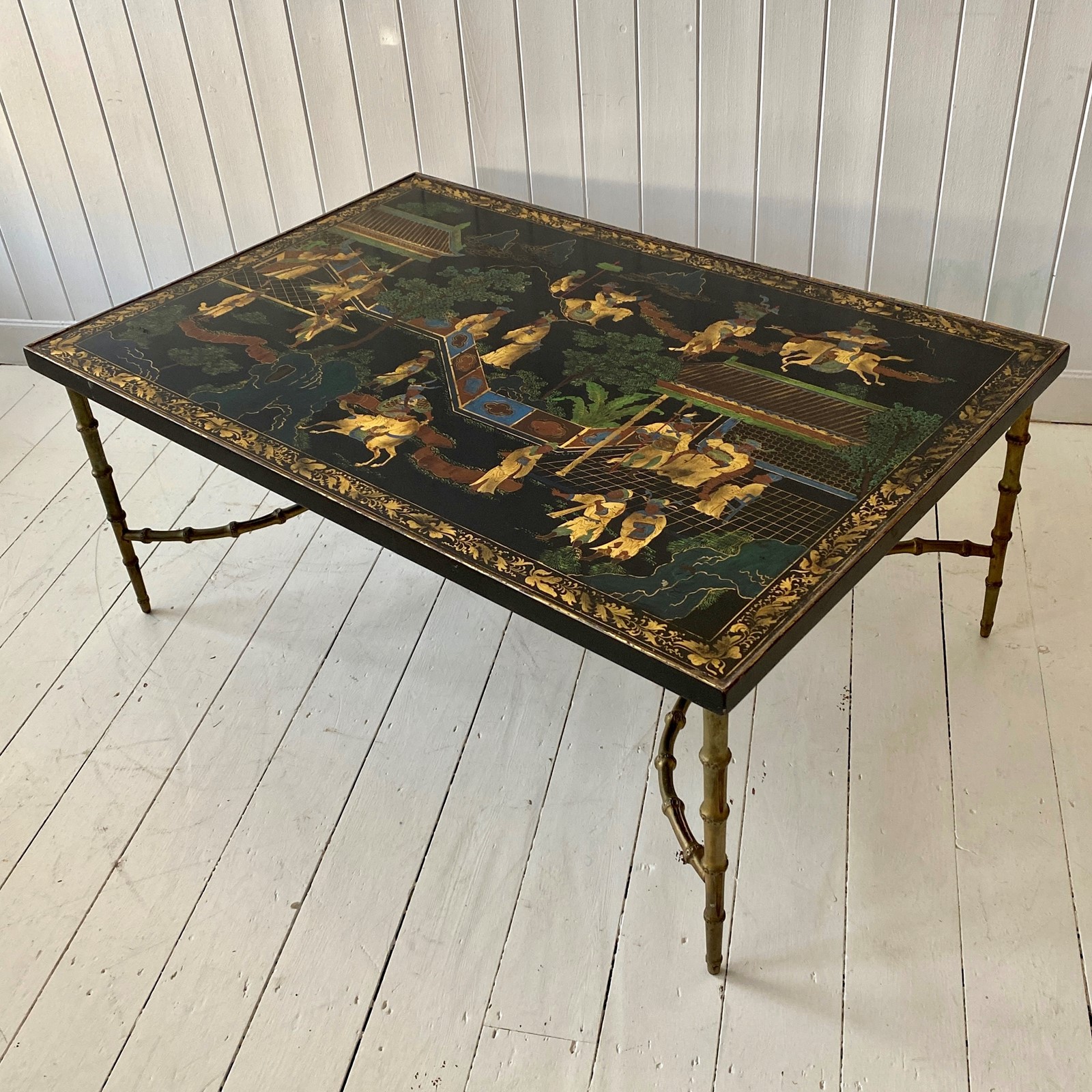 A Pair of Lacquered & Faux Bamboo Coffee Tables - Image 7