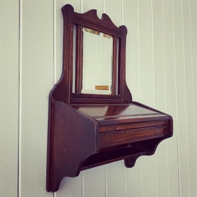 Edwardian Oak Glove or Key Box Mirror