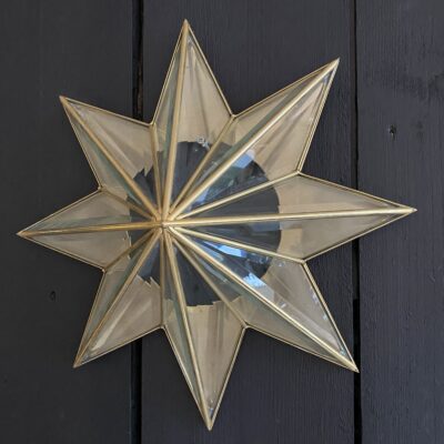 A Pair Brass and Bevelled Glass Star Wall Lights
