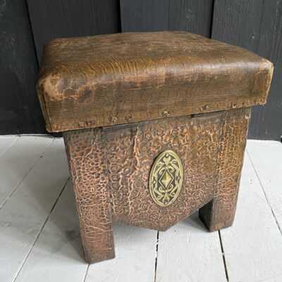 Arts & Crafts Hammered Copper Fireside Stool