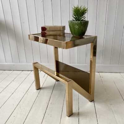 Belgo Chrom Gold Plated Smoked Glass Side Table