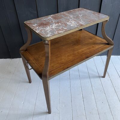 Mahogany and Marble Etagere Table