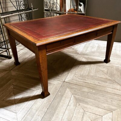 A Large Oak Six Drawer Library Table or Desk