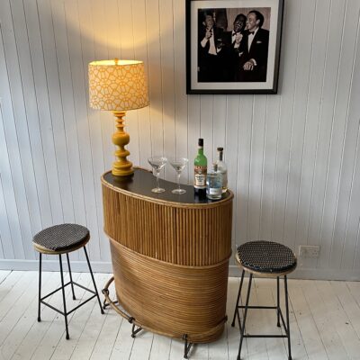 Vintage 1960s Bamboo Tiki With Stools by J Burdekin
