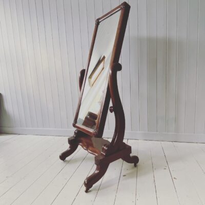 Victorian Mahogany Cheval or Dressing Mirror of Smaller Proportions