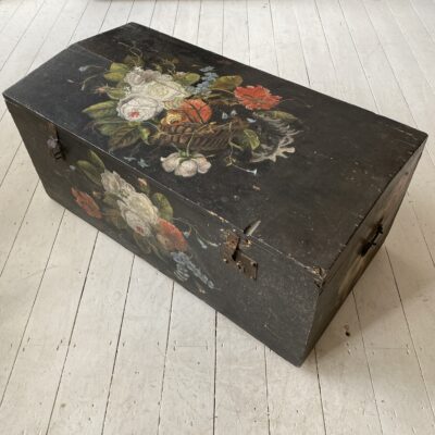 A 19th Century Ebonised and Painted Trunk