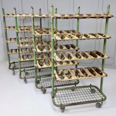 1930s Industrial Metal Wine Rack Trolley