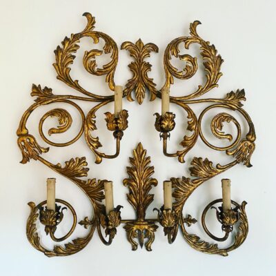 Large Scale Six Candle Toleware Wall Sconce