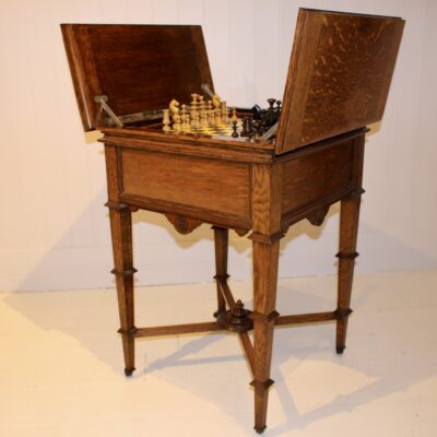 Late Victorian Patented Oak Games Table