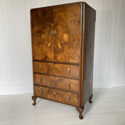Art Deco Figured Walnut Compactum Linen Press
