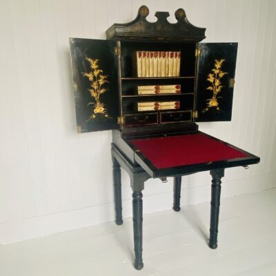 C19th Chinoiserie Lacquered Bureau Bookcase