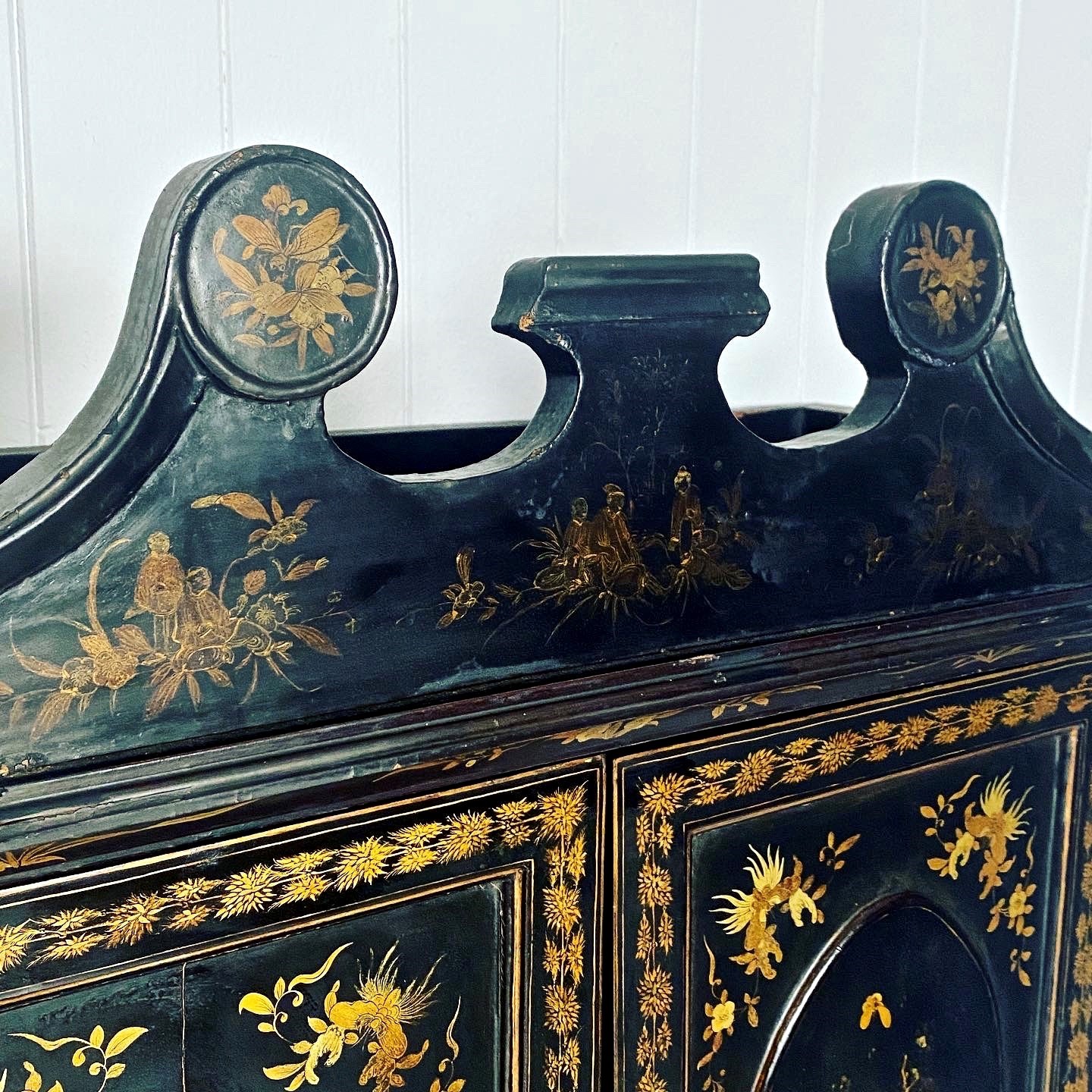 C19th Chinoiserie Lacquered Bureau Bookcase - Image 7