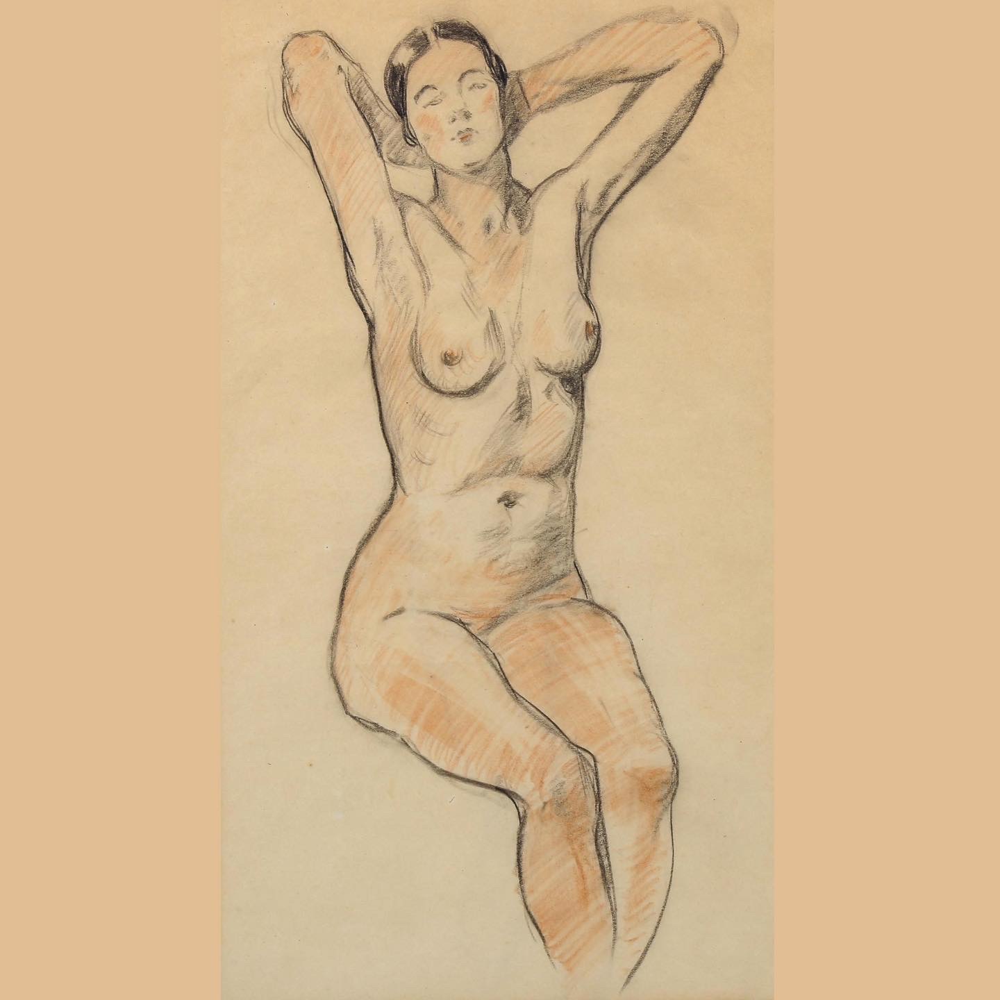 Nude Life Study Pastel by Alfred Edward Jackson