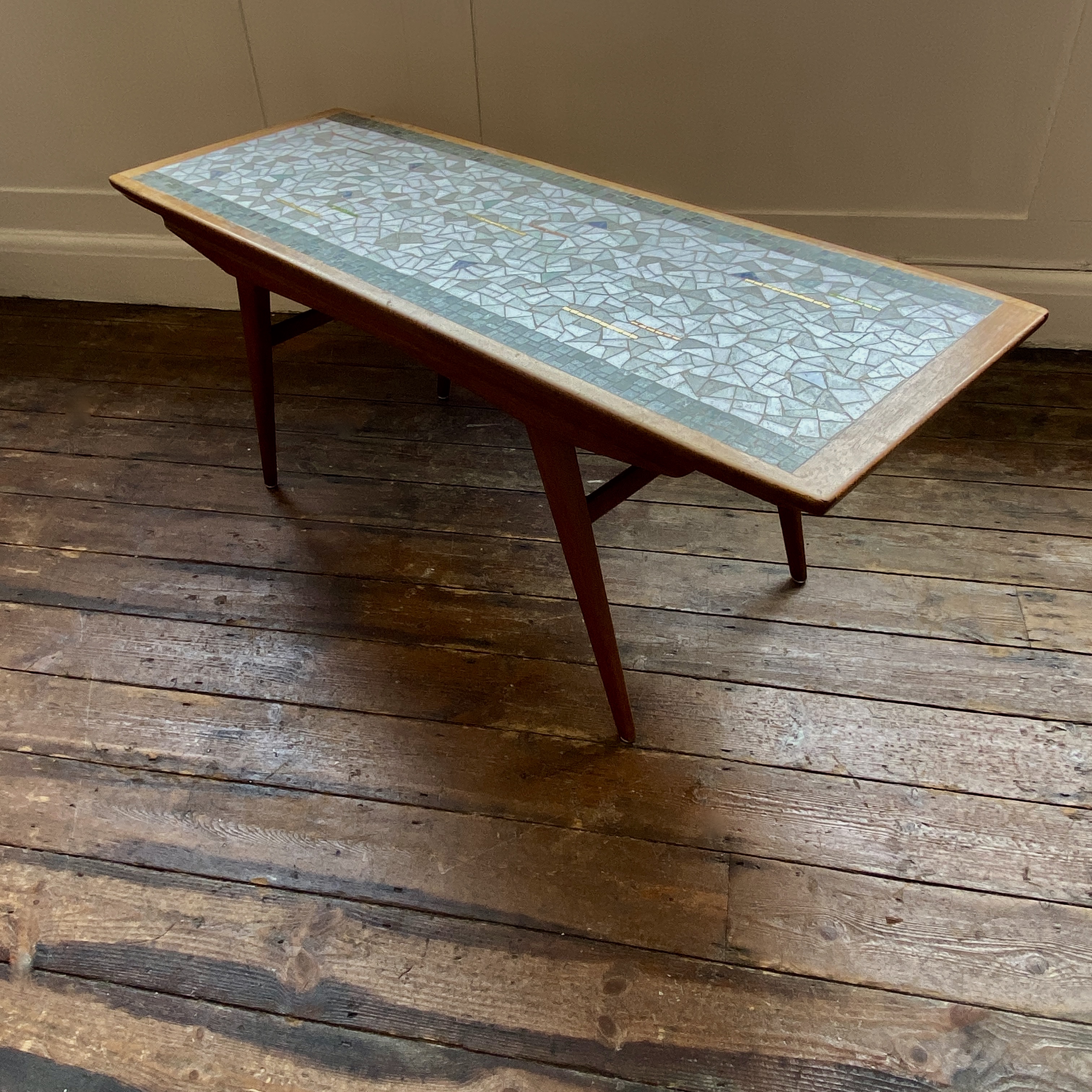 A Midcentury Mosaic Teak Coffee Table - Image 3