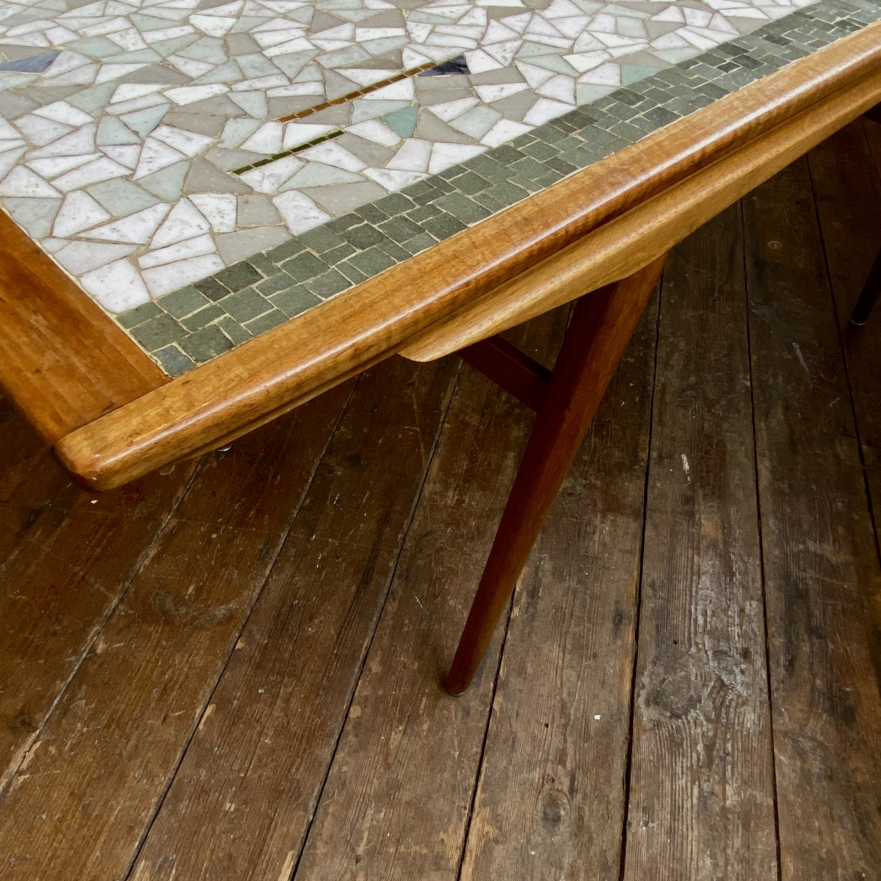 A Midcentury Mosaic Teak Coffee Table - Image 6
