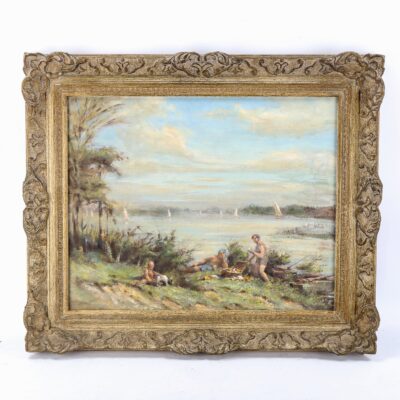 Bernard H Wiles (1883-1966) Picnic by The River